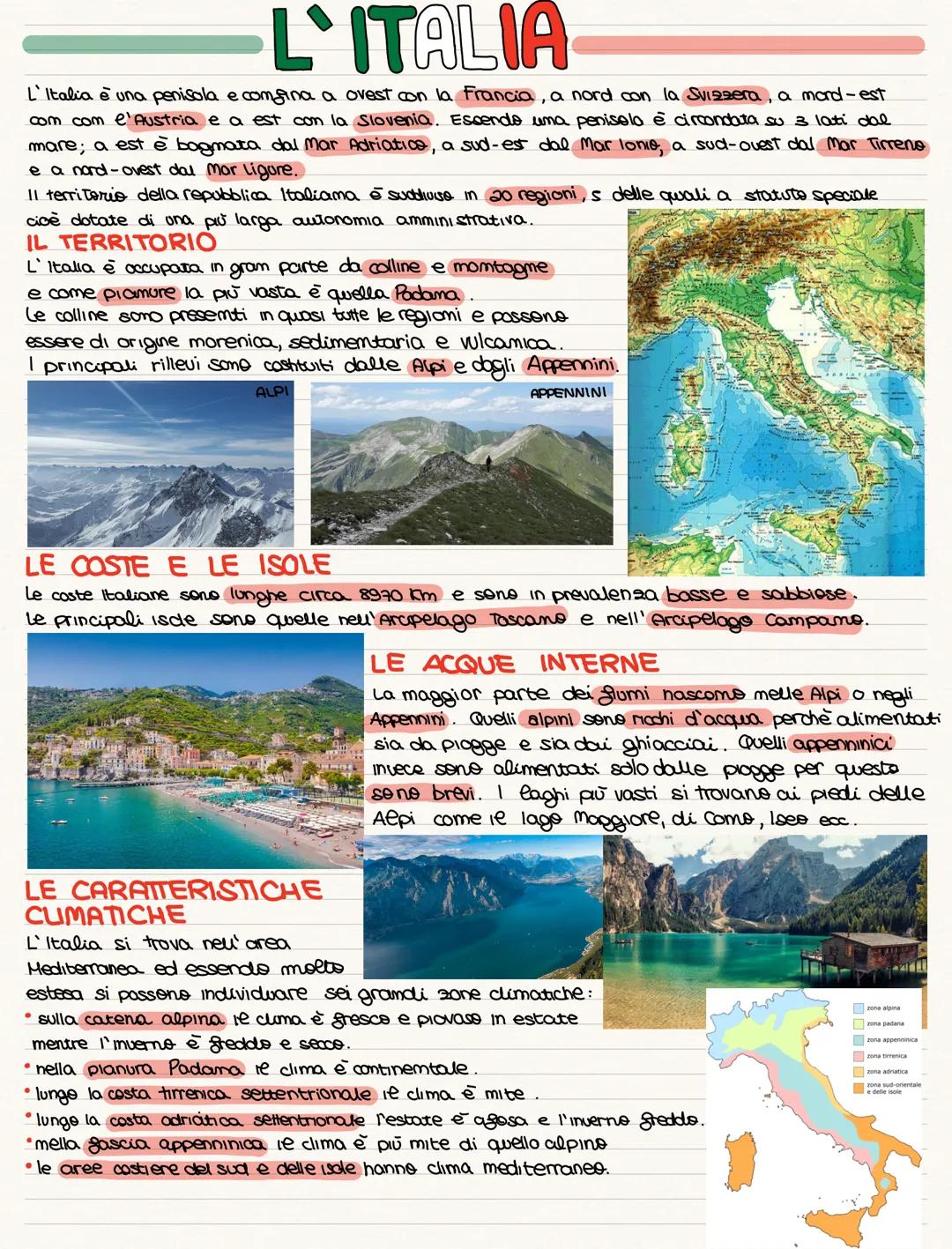 # L'ITALIA

L'Italia è una penisola e comsina a ovest con la Francia, a nord con la Svizzera, a mord-est
com com l'Austria e a est con la Sl