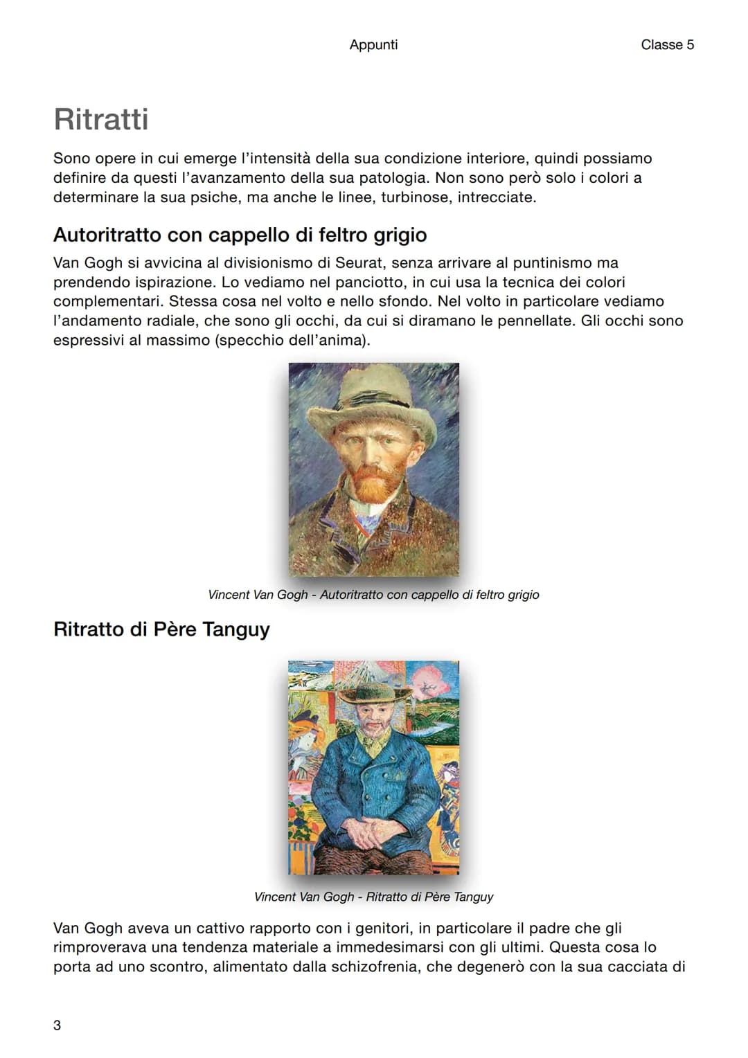 Appunti
Classe 5
Storia dell'arte
Vincent Van Gogh
Segno e colore come espressione di sé
Vincent Van Gogh si annovera sicuramente tra i simb
