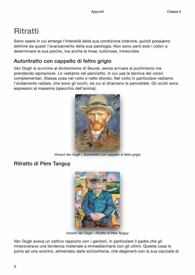 Appunti
Classe 5
Storia dell'arte
Vincent Van Gogh
Segno e colore come espressione di sé
Vincent Van Gogh si annovera sicuramente tra i simb