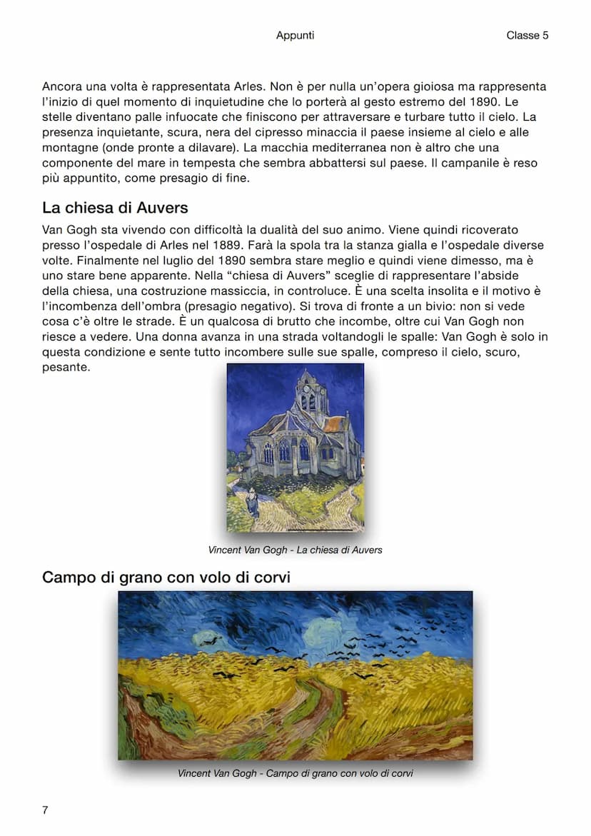 Appunti
Classe 5
Storia dell'arte
Vincent Van Gogh
Segno e colore come espressione di sé
Vincent Van Gogh si annovera sicuramente tra i simb