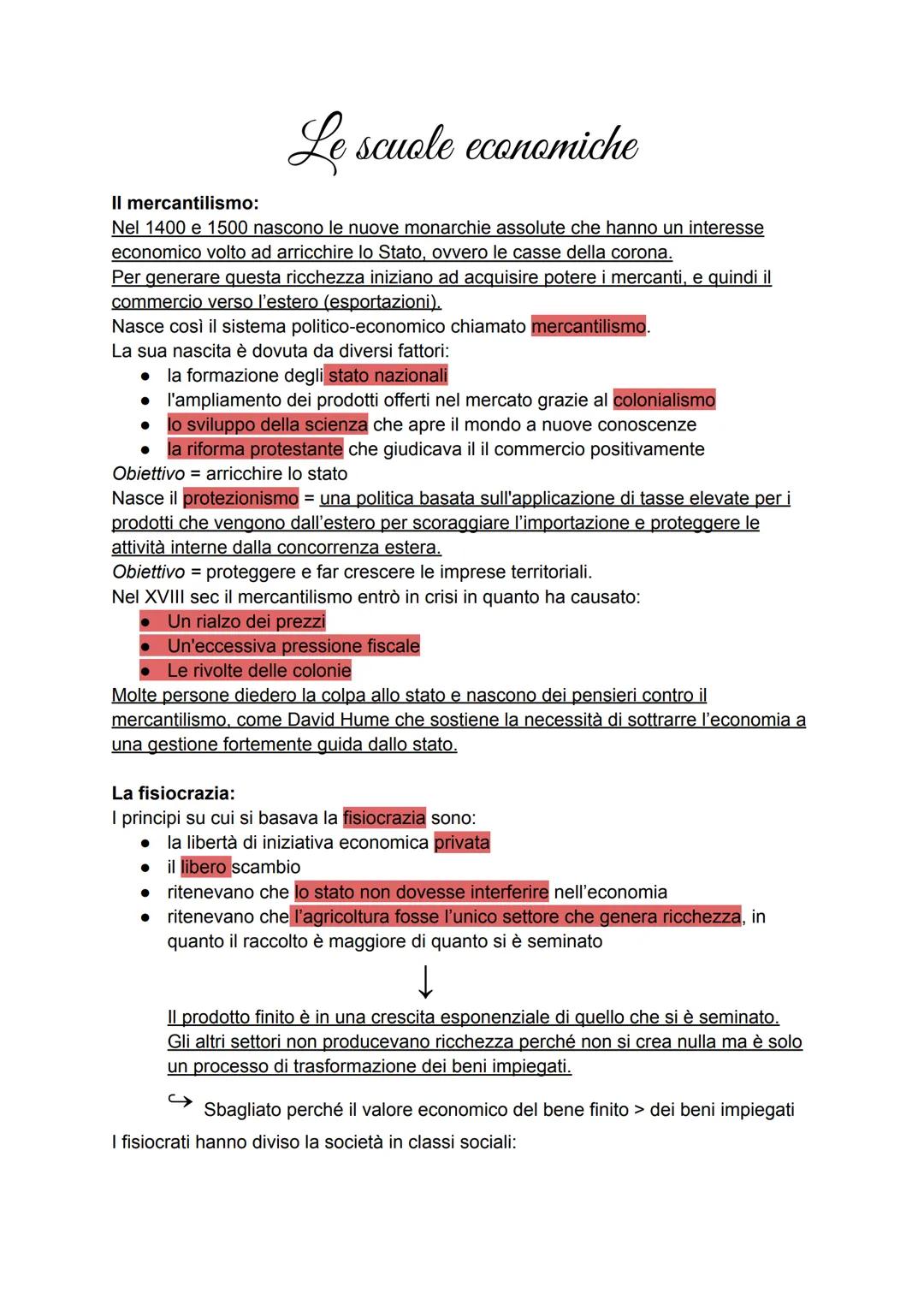 # Le scuole economiche

II mercantilismo:

Nel 1400 e 1500 nascono le nuove monarchie assolute che hanno un interesse
economico volto ad arr