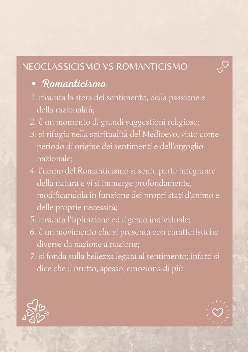 Romanticismo
DEFINIZIONE
Il termine "Romanticismo" viene ripreso dal filosofo
settecentesco Rousseau per definire le emozioni che
suscitavan