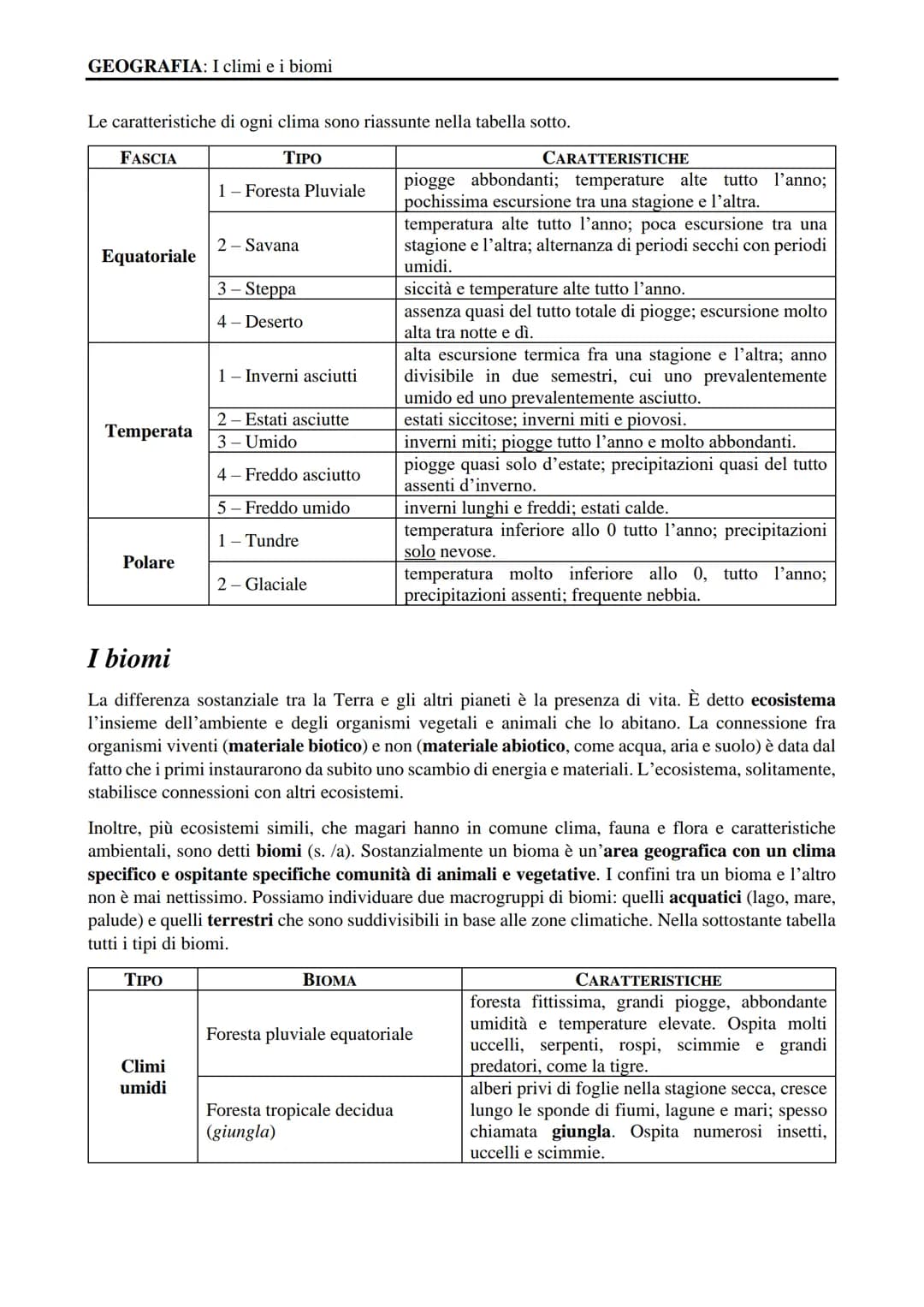 GEOGRAFIA
I biomi e il clima
Rif. pp. 352-357
Flavio Fortuna
APPUNTI SUL CORSO GEOGRAFIA: I climi e i biomi
Il tempo e il clima
Quando parli
