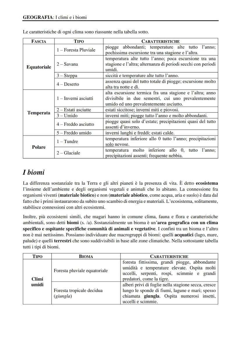 GEOGRAFIA
I biomi e il clima
Rif. pp. 352-357
Flavio Fortuna
APPUNTI SUL CORSO GEOGRAFIA: I climi e i biomi
Il tempo e il clima
Quando parli