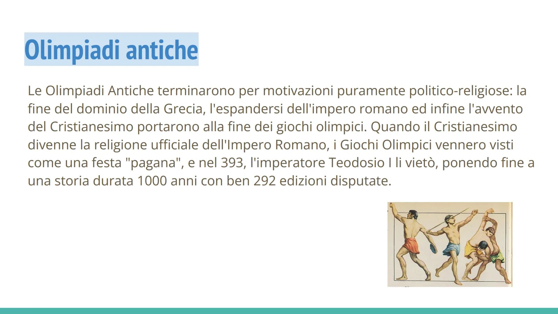 Qa
LE OLIMPIADI Olimpiadi antiche
I primi giochi olimpici si svolsero nel 776 a.C. ad Olimpia, in Grecia. Nelle prime edizioni l'unica
gara 