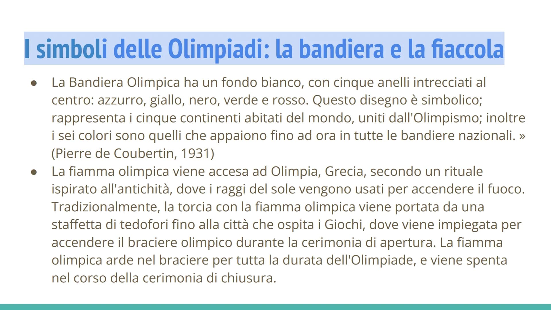 Qa
LE OLIMPIADI Olimpiadi antiche
I primi giochi olimpici si svolsero nel 776 a.C. ad Olimpia, in Grecia. Nelle prime edizioni l'unica
gara 