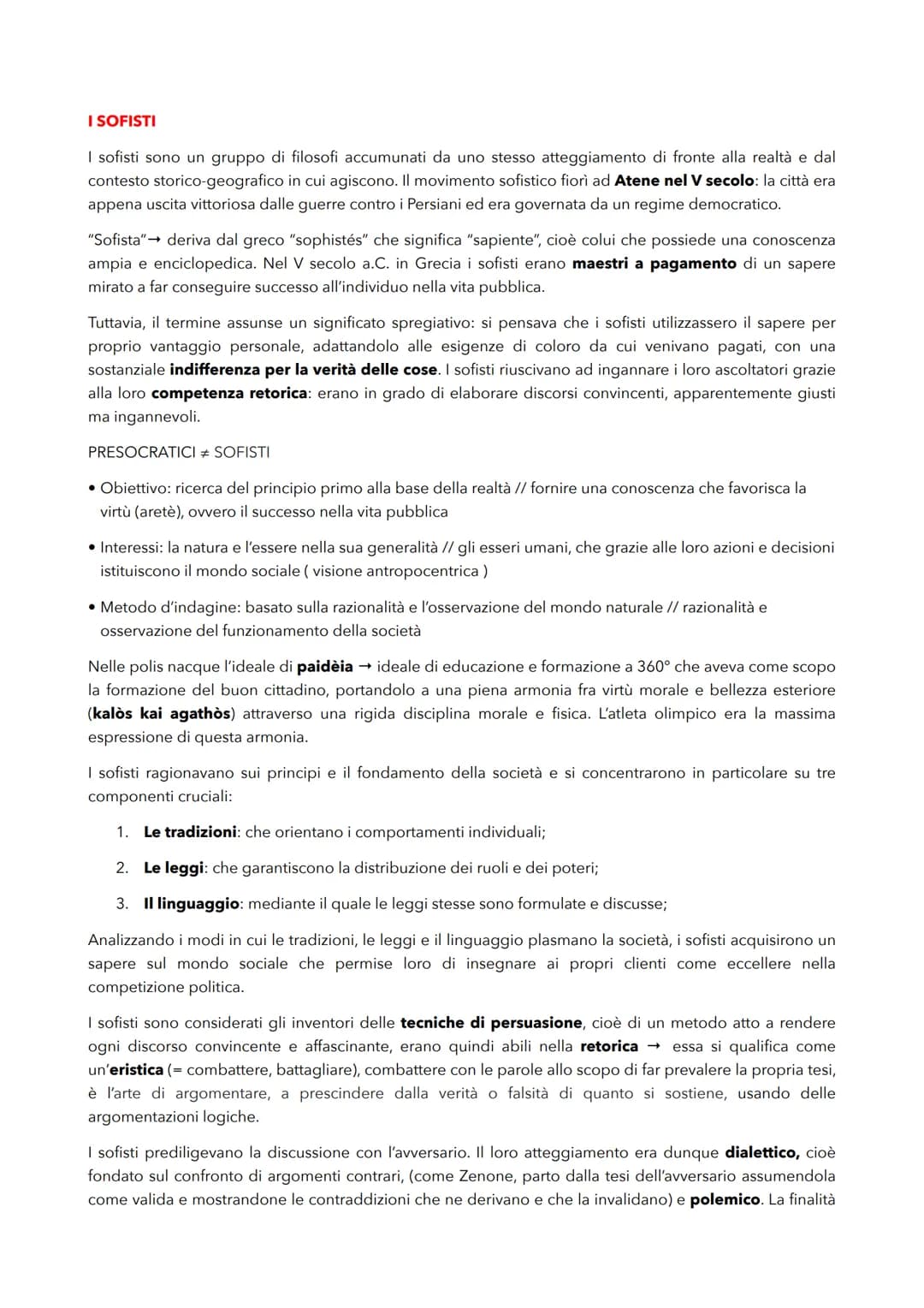 I SOFISTI
I sofisti sono un gruppo di filosofi accumunati da uno stesso atteggiamento di fronte alla realtà e dal
contesto storico-geografic