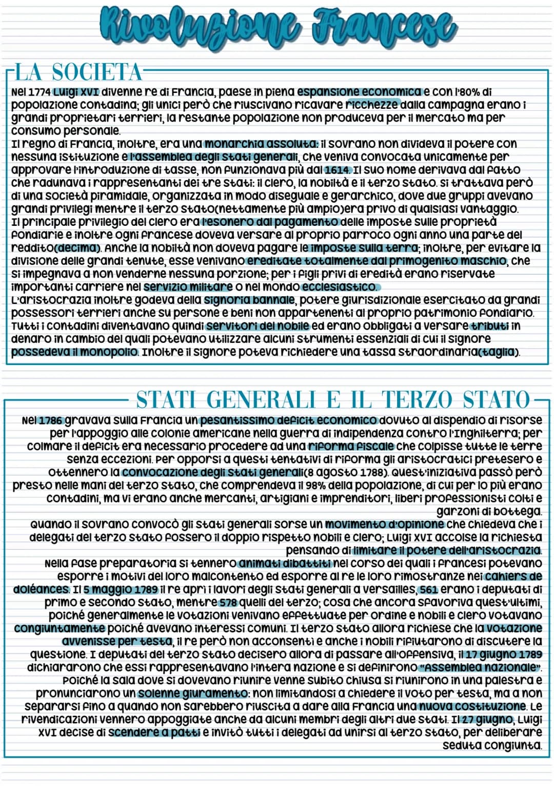 Rivoluzione Francese
FLA SOCIETA
Nel 1774 Luigi XVI divenne re di Francia, paese in piena espansione economica e con l'80% di
popolazione co