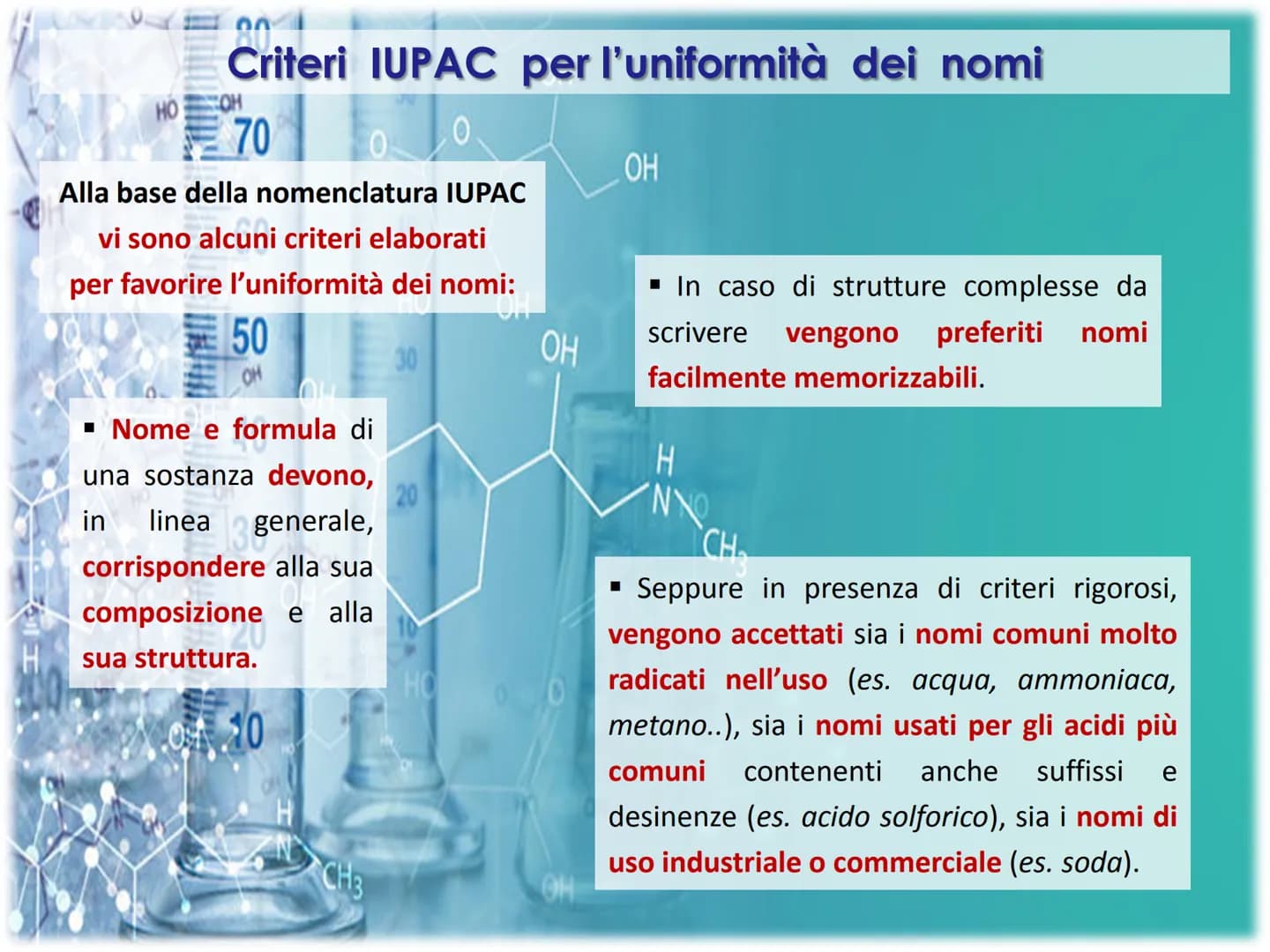 50.9415
41
Classificazione e Nomenclatura
dei Composti
Cr
ols-
$100A
OF
100
OH
25m
OH
E 20°C
ml
30 La Nomenclatura
Lo scopo della nomenclatu
