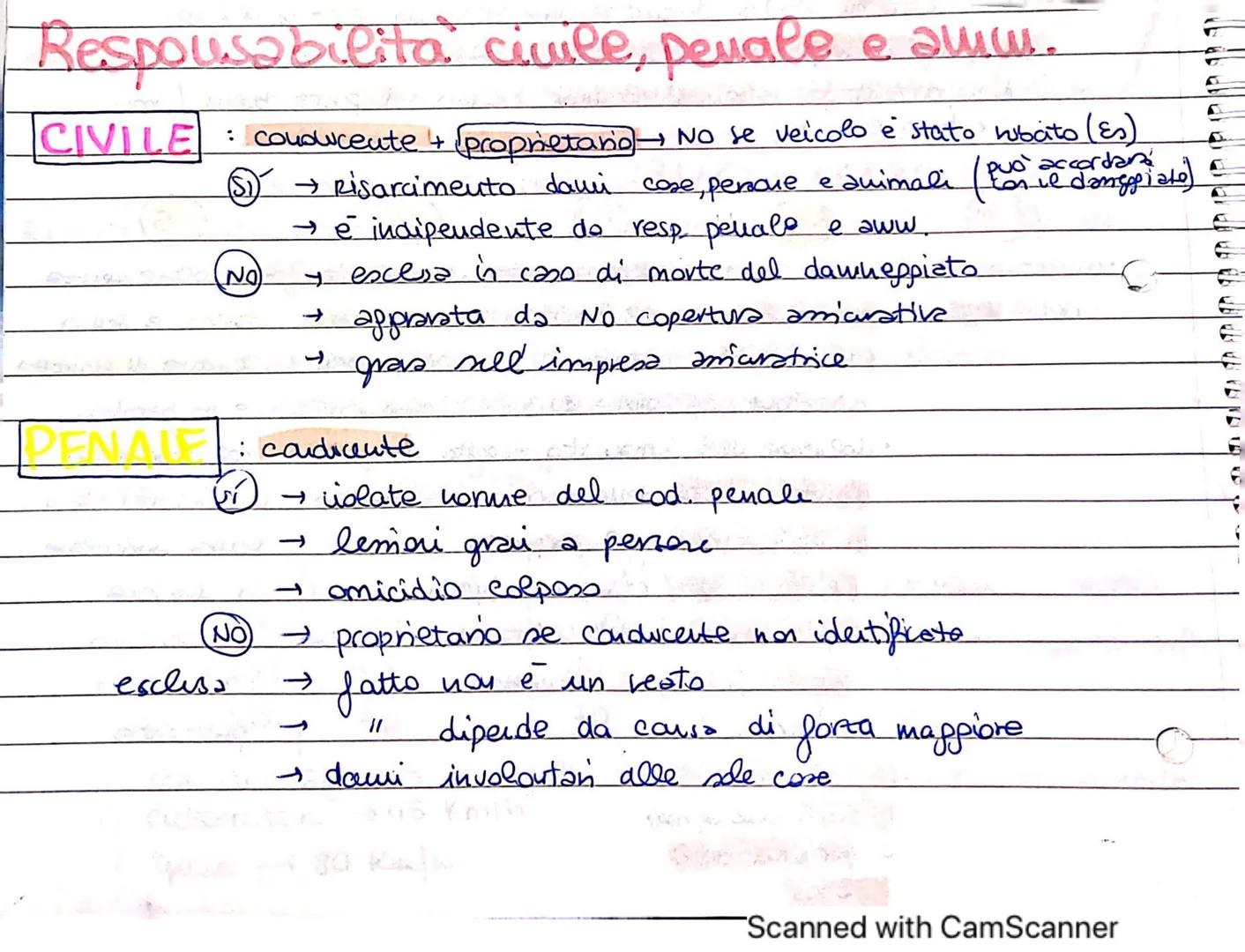 Respousabilità civile, penale e amm.
CIVILE • conducente + proprietario No se veicolo è stato rubcito (es)
può accordan
→ Risarcimento dami 