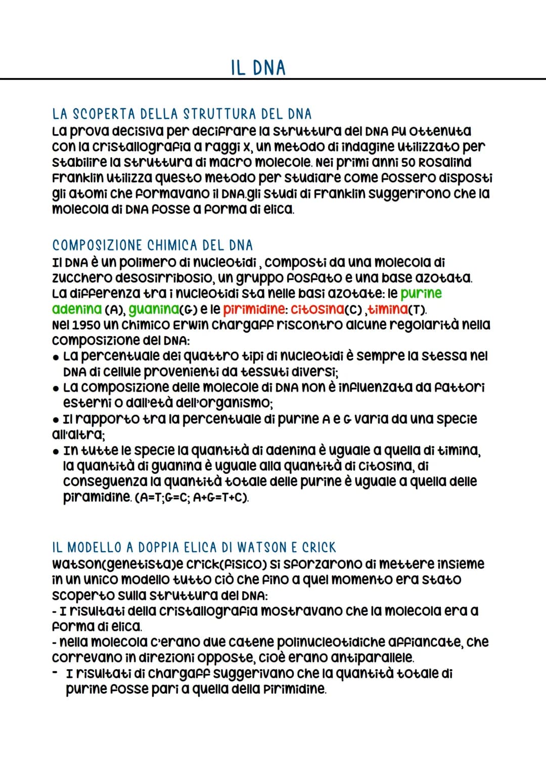 IL DNA
LA SCOPERTA DELLA STRUTTURA DEL DNA
La prova decisiva per decifrare la struttura del DNA FU Ottenuta
con la cristallografia a raggi x