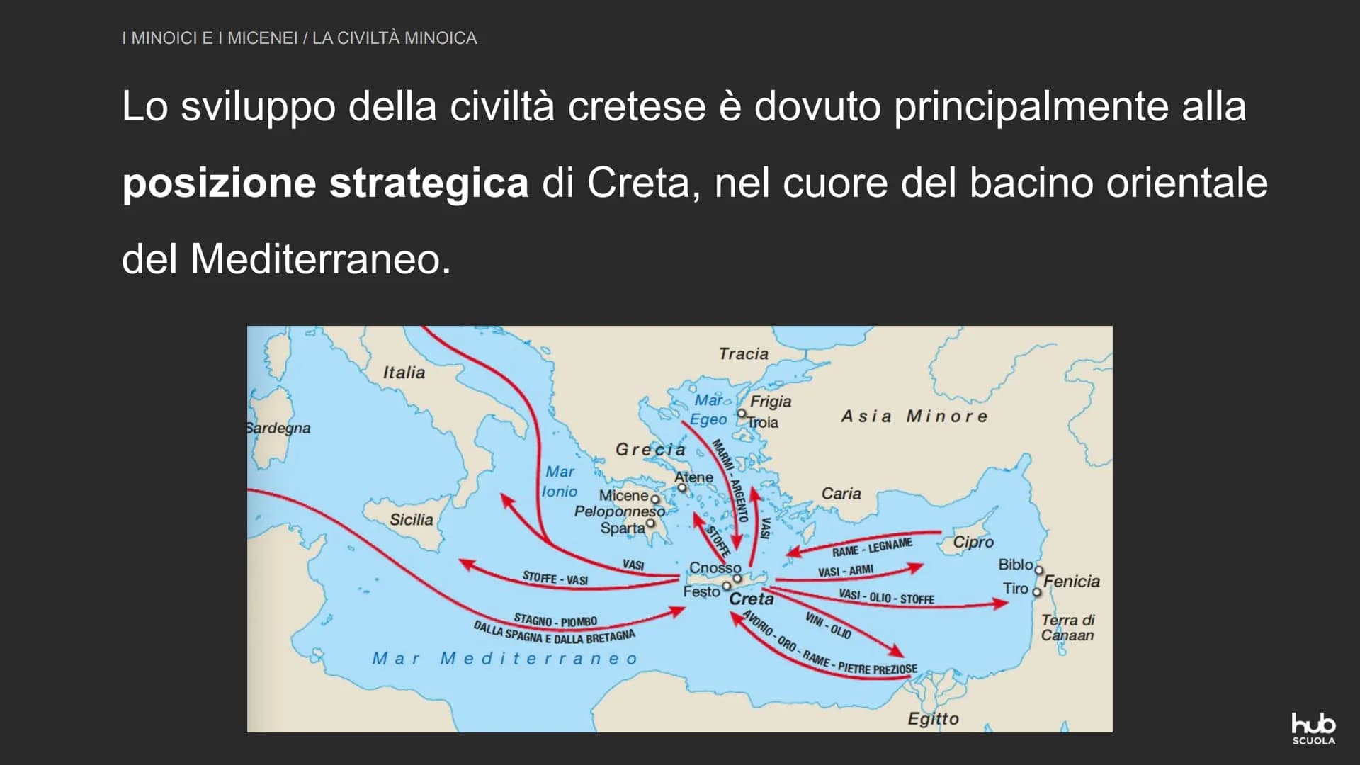I minoici e i micenei
hub
SCUOLA I MINOICI E I MICENEI
LA CIVILTÀ MINOICA
A partire dal III millennio a.C. nelle isole del Mar Egeo si
svilu