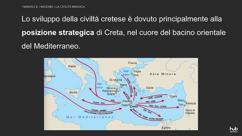 I minoici e i micenei
hub
SCUOLA I MINOICI E I MICENEI
LA CIVILTÀ MINOICA
A partire dal III millennio a.C. nelle isole del Mar Egeo si
svilu