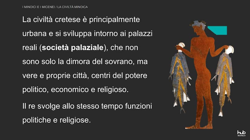 I minoici e i micenei
hub
SCUOLA I MINOICI E I MICENEI
LA CIVILTÀ MINOICA
A partire dal III millennio a.C. nelle isole del Mar Egeo si
svilu