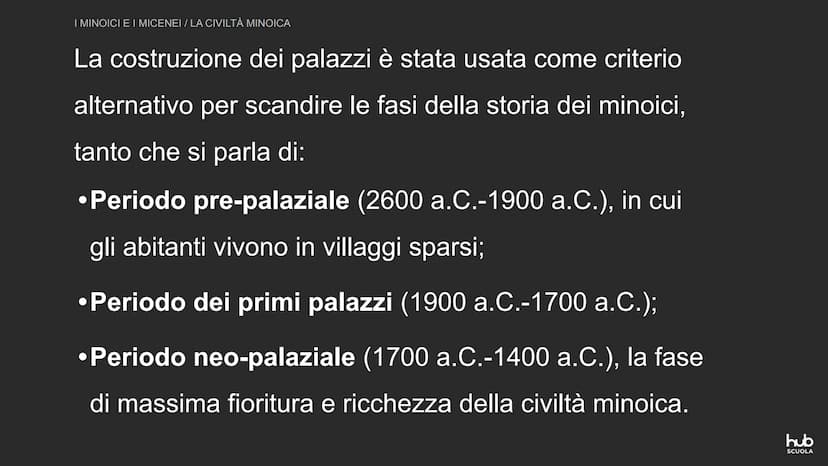 I minoici e i micenei
hub
SCUOLA I MINOICI E I MICENEI
LA CIVILTÀ MINOICA
A partire dal III millennio a.C. nelle isole del Mar Egeo si
svilu