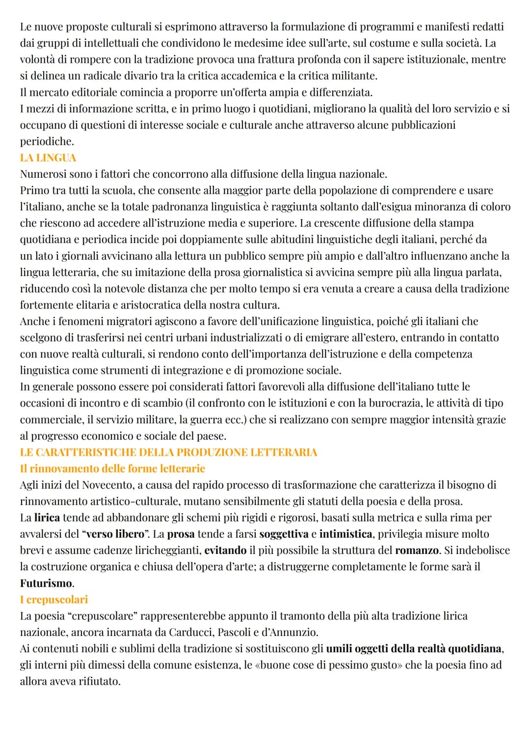 Italiano
Il primo Novecento
LA SITUAZIONE STORICA E SOCIALE IN ITALIA
Nei primi anni del Novecento il Nord dell'Italia si avvia ad un lento 