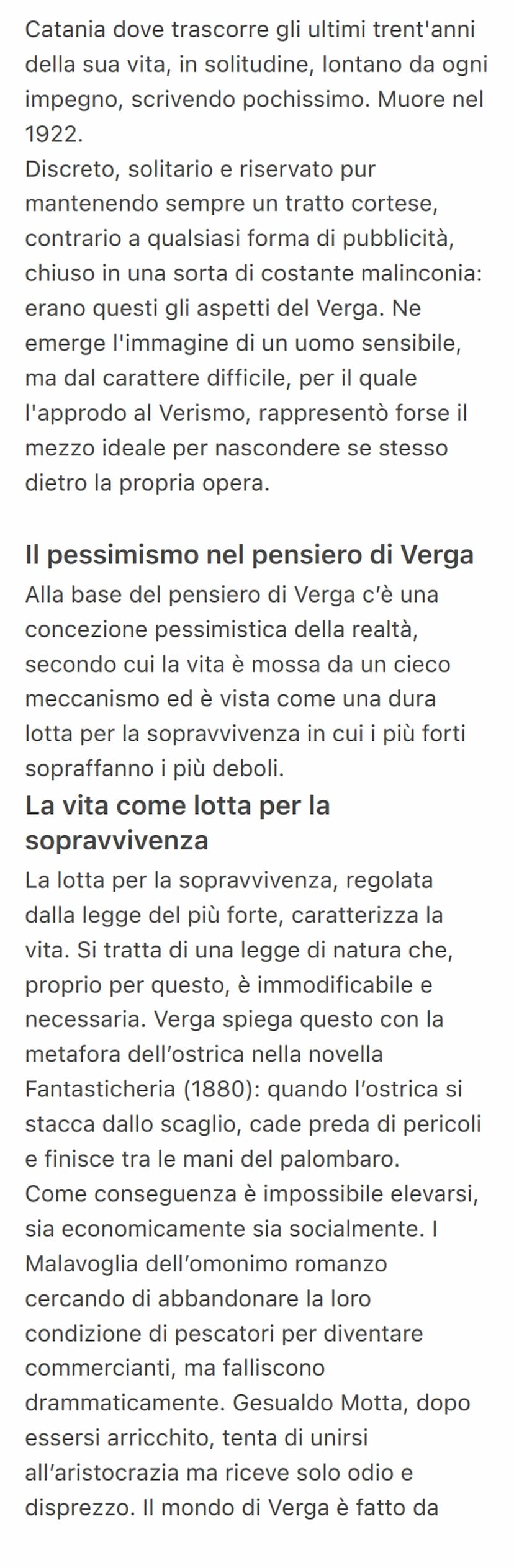 Giovanni Verga
Giovanni Verga, nato a Catania nel 1840 in
un'agiata famiglia di proprietari terrieri,
mostra presto un particolare interesse