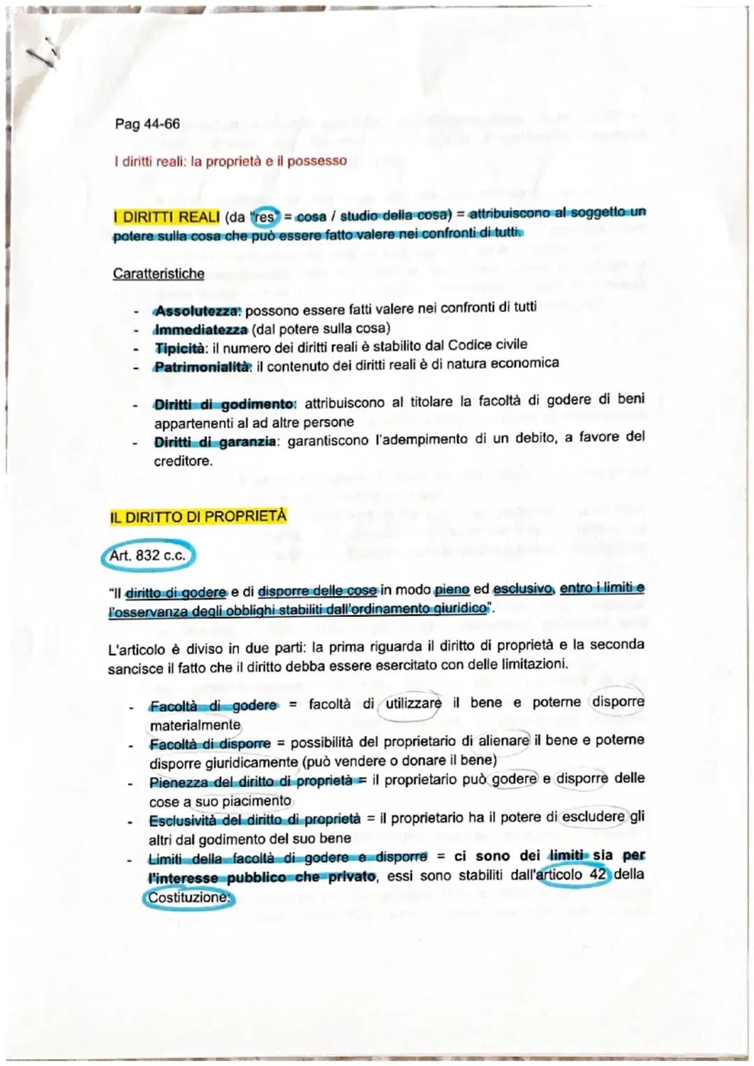 I diritti reali di godimento