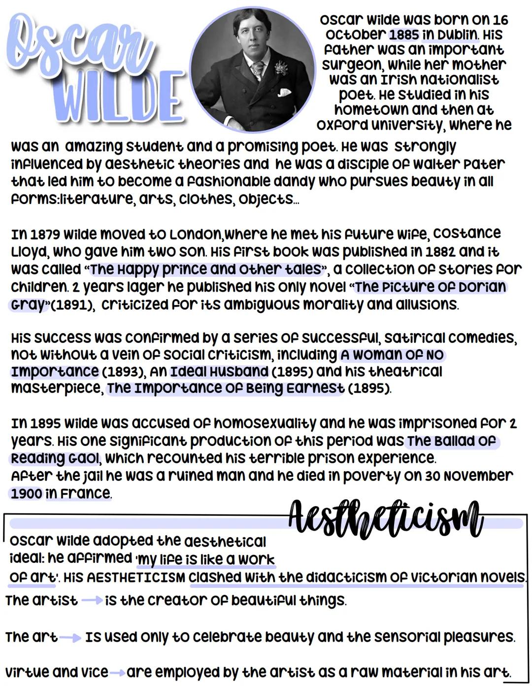 Oscar Wilde was born on 16
October 1885 in Dublin. His
Father was an important
surgeon, while her mother
was an Irish nationalist
poet. He s