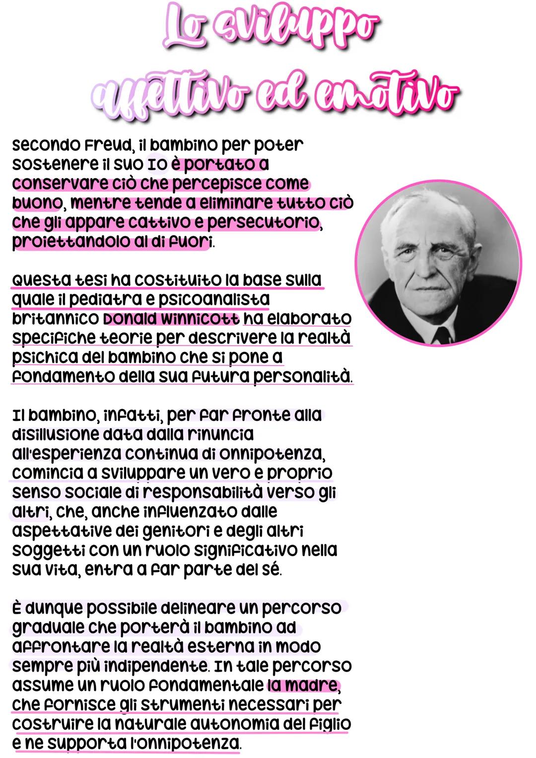 Lo sviluppo
affettivo ed en stivo
secondo Freud, il bambino per poter
sostenere il suo IO è portato a
conservare ciò che percepisce come
buo