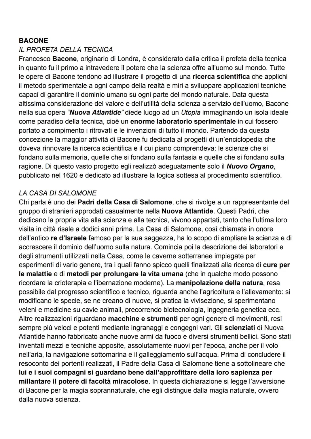 BACONE
IL PROFETA DELLA TECNICA
Francesco Bacone, originario di Londra, è considerato dalla critica il profeta della tecnica
in quanto fu il