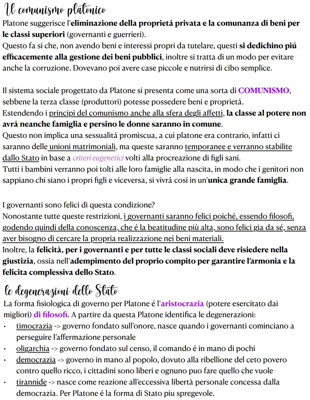 lo Stato ideale
Nella Repubblica, Platone descrive lo Stato ideale, una immaginaria comunità perfetta
nella quale ogni individuo può trovare
