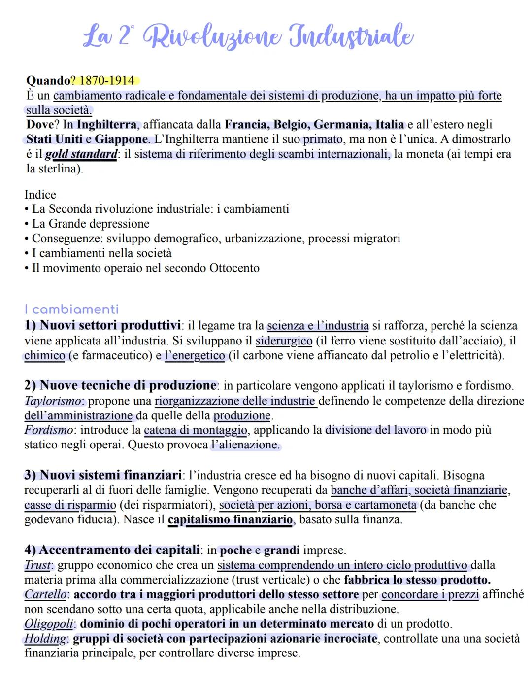 La 2 Rivoluzione Industriale
Quando? 1870-1914
È un cambiamento radicale e fondamentale dei sistemi di produzione, ha un impatto più forte
s
