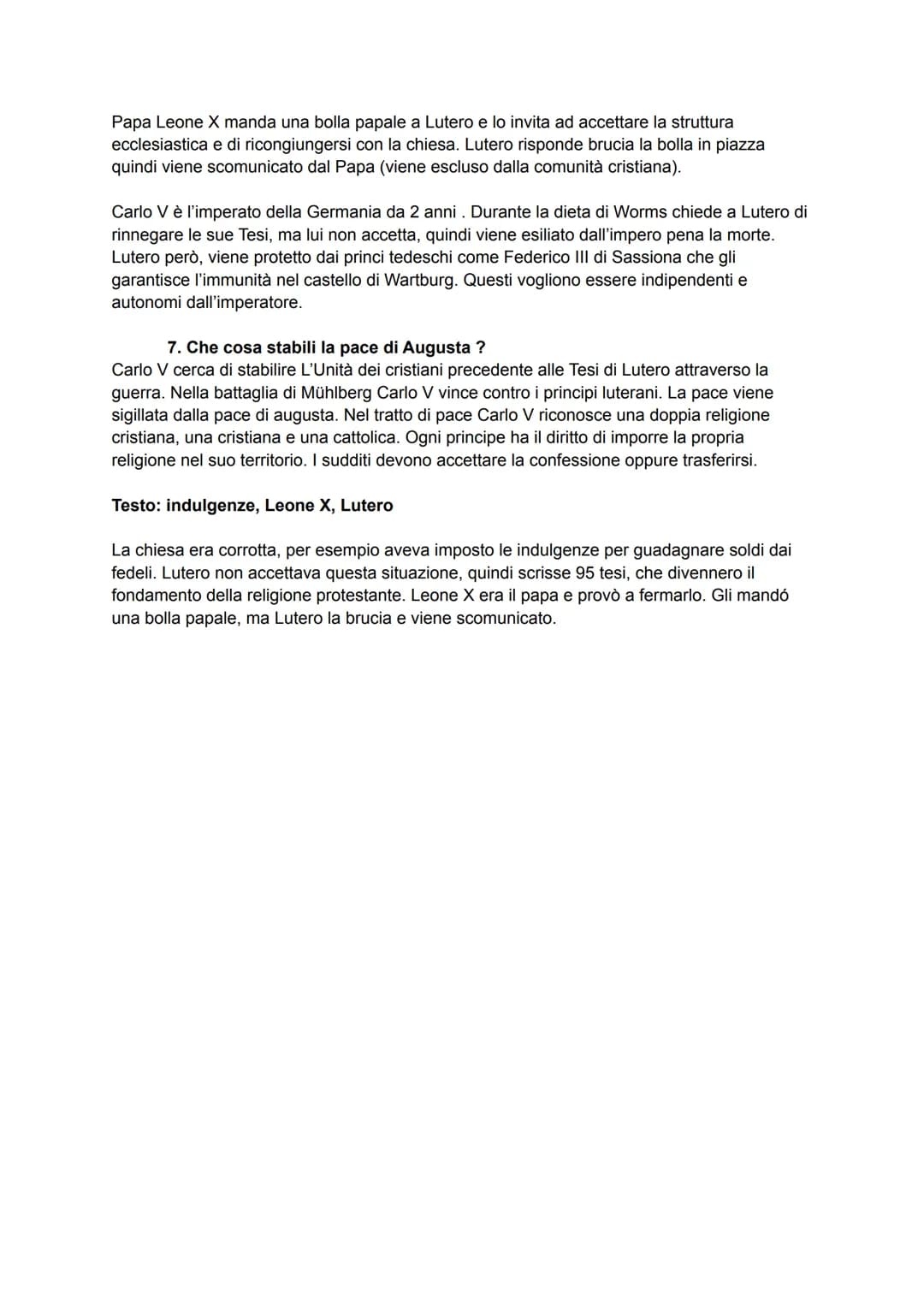 La riforma protestante: domande
1. Quali furono i principali elementi di crisi della chiesa cattolica all'inizio del 500
La chiesa è diventa