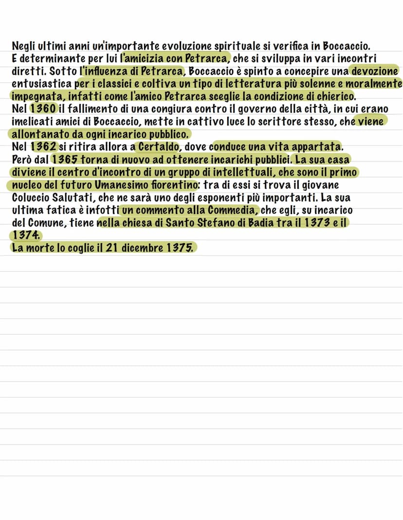 Giovanni Boccaccio
Nacque nel 1313 a Certaldo. Fu avviato ai primi studi a
Firenze. Nel 1327 il padre si recò a Napoli in qualità di
socio d