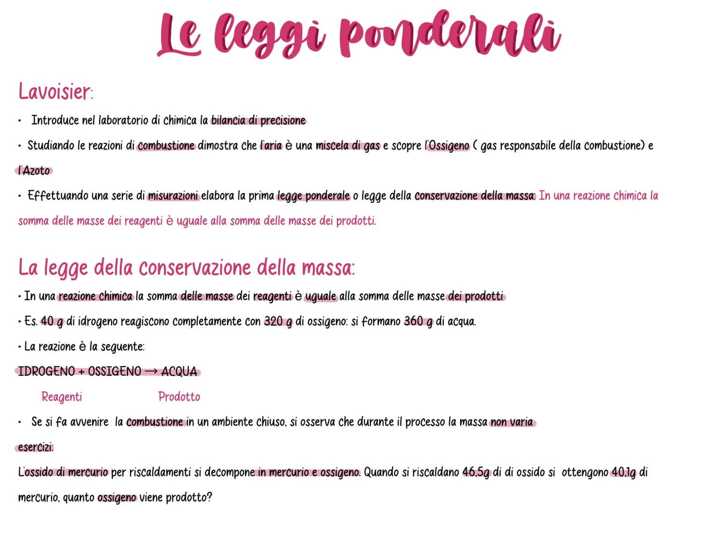 Lavoisier:
Introduce nel laboratorio di chimica la bilancia di precisione
Studiando le reazioni di combustione dimostra che l'aria è una mis