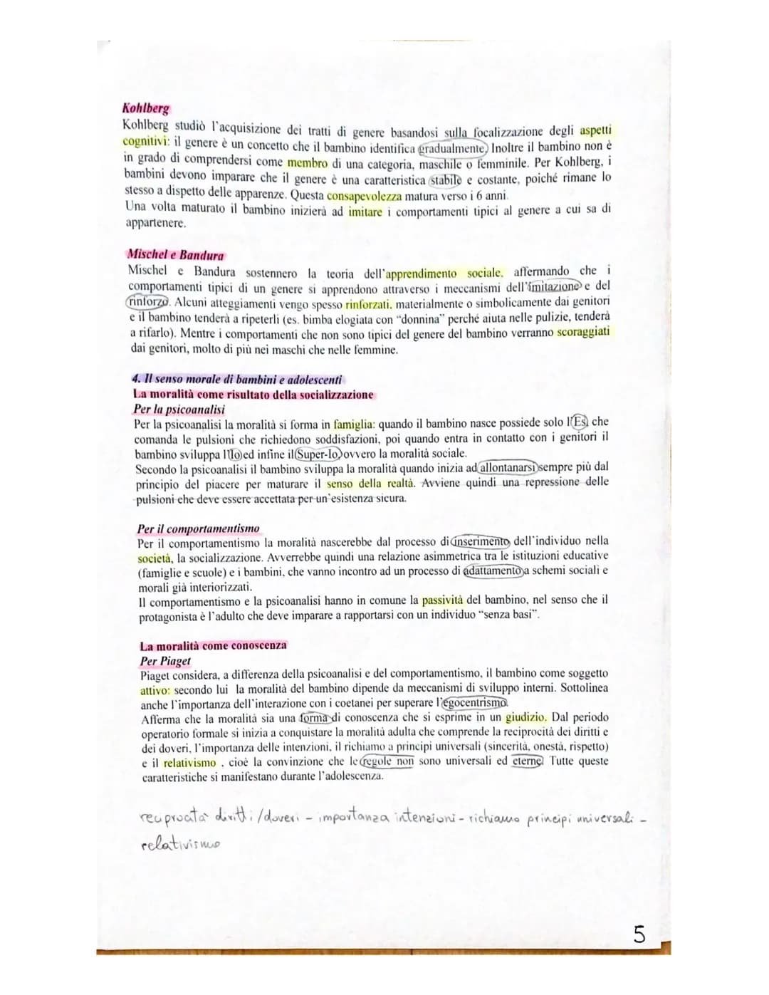 Scienze umane
12 LO SVILUPPO DELLA PERSONALITÀ
E DELLA SFERA MORALE
1. La formazione del sé
L'autoconsapevolezza è fondamentale nella svilup