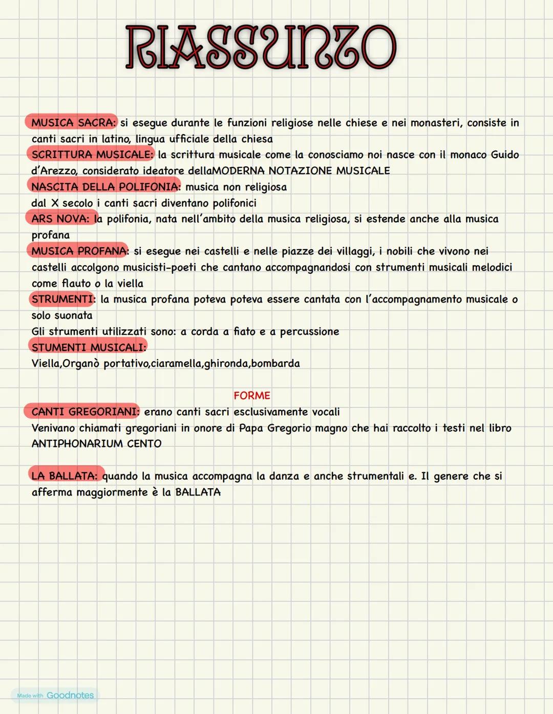 Made with Goodnotes # MUSICA NEL MEDIOEVO

MUSICA NEL MEDIOEVO

Nel secolo del medioevo le condizioni di vita sono difficili e ci sono frequ