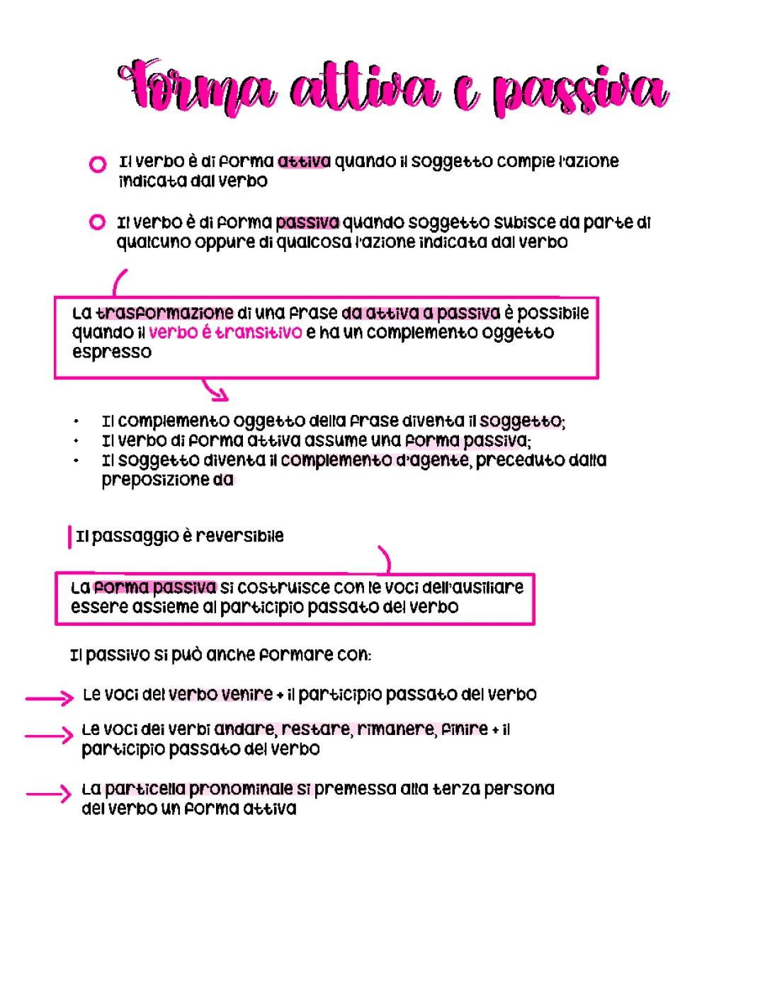 Forma attiva e passiva dei verbi