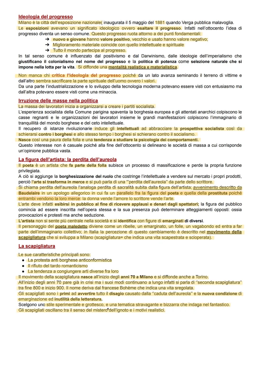 NATURALISMO E SIMBOLISMO
L'area cronologica in Europa e in Italia
Il periodo considerato ha inizio in Europa nel 1849 quando si conclude il 