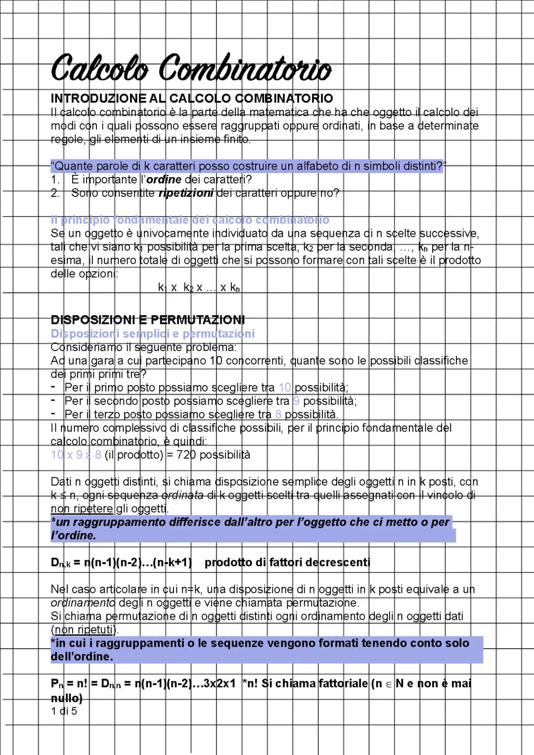 Calcolo combinatorio 