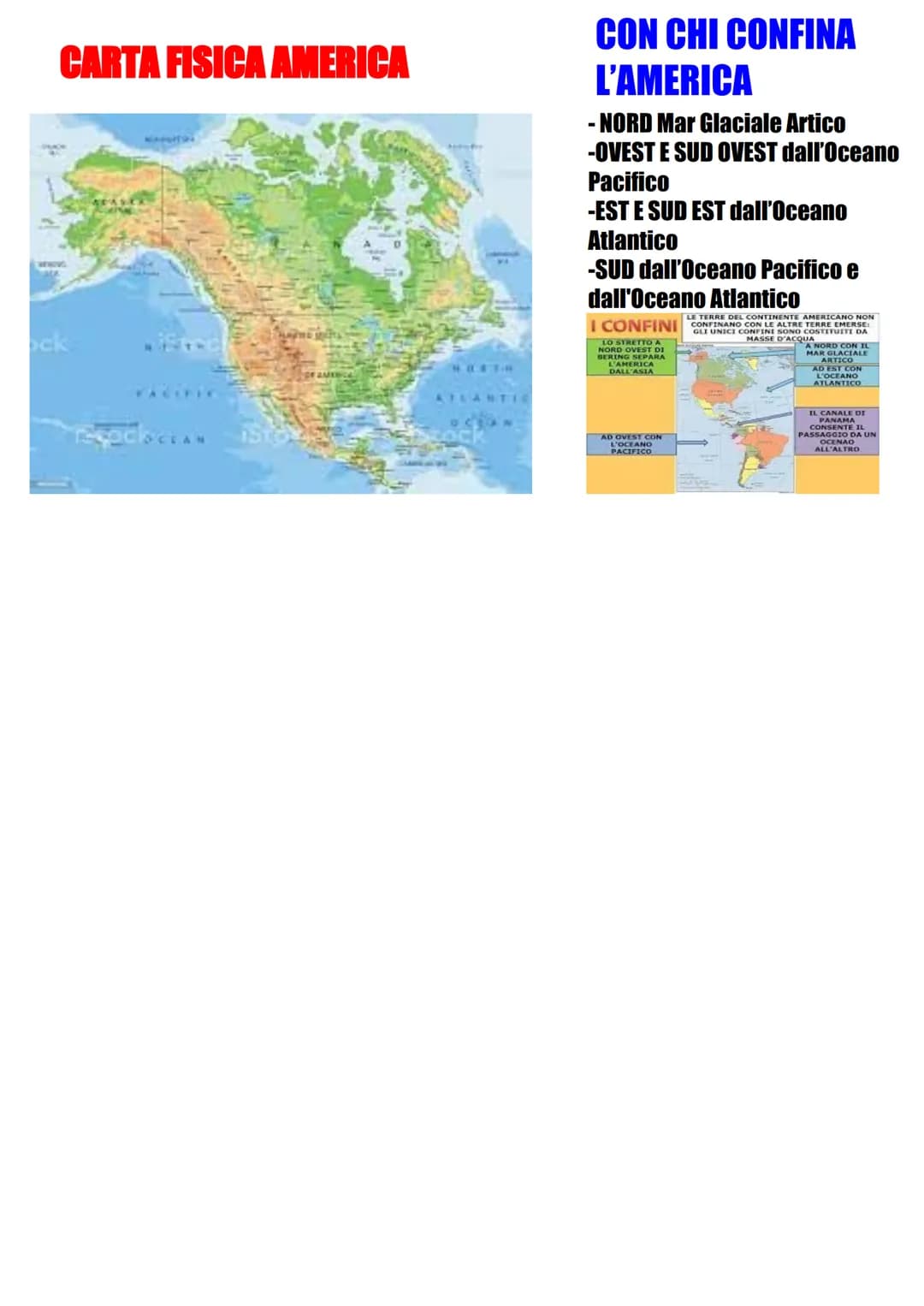 
<h2 id="cartinafisicaamerica">Cartina Fisica America</h2>
<p>L'America del Nord confina a nord con il Mar Glaciale Artico, a ovest e sud-ov
