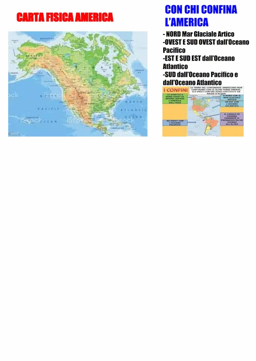 
<h2 id="cartinafisicaamerica">Cartina Fisica America</h2>
<p>L'America del Nord confina a nord con il Mar Glaciale Artico, a ovest e sud-ov