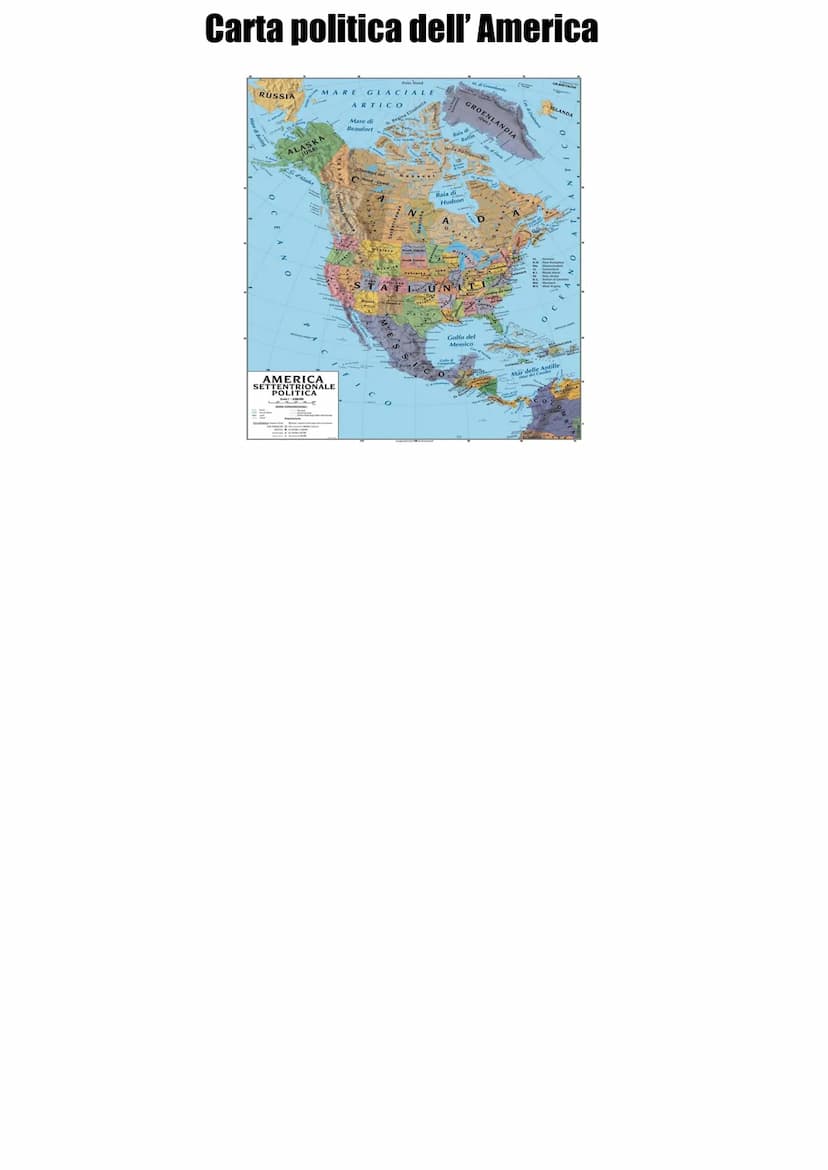 
<h2 id="cartinafisicaamerica">Cartina Fisica America</h2>
<p>L'America del Nord confina a nord con il Mar Glaciale Artico, a ovest e sud-ov