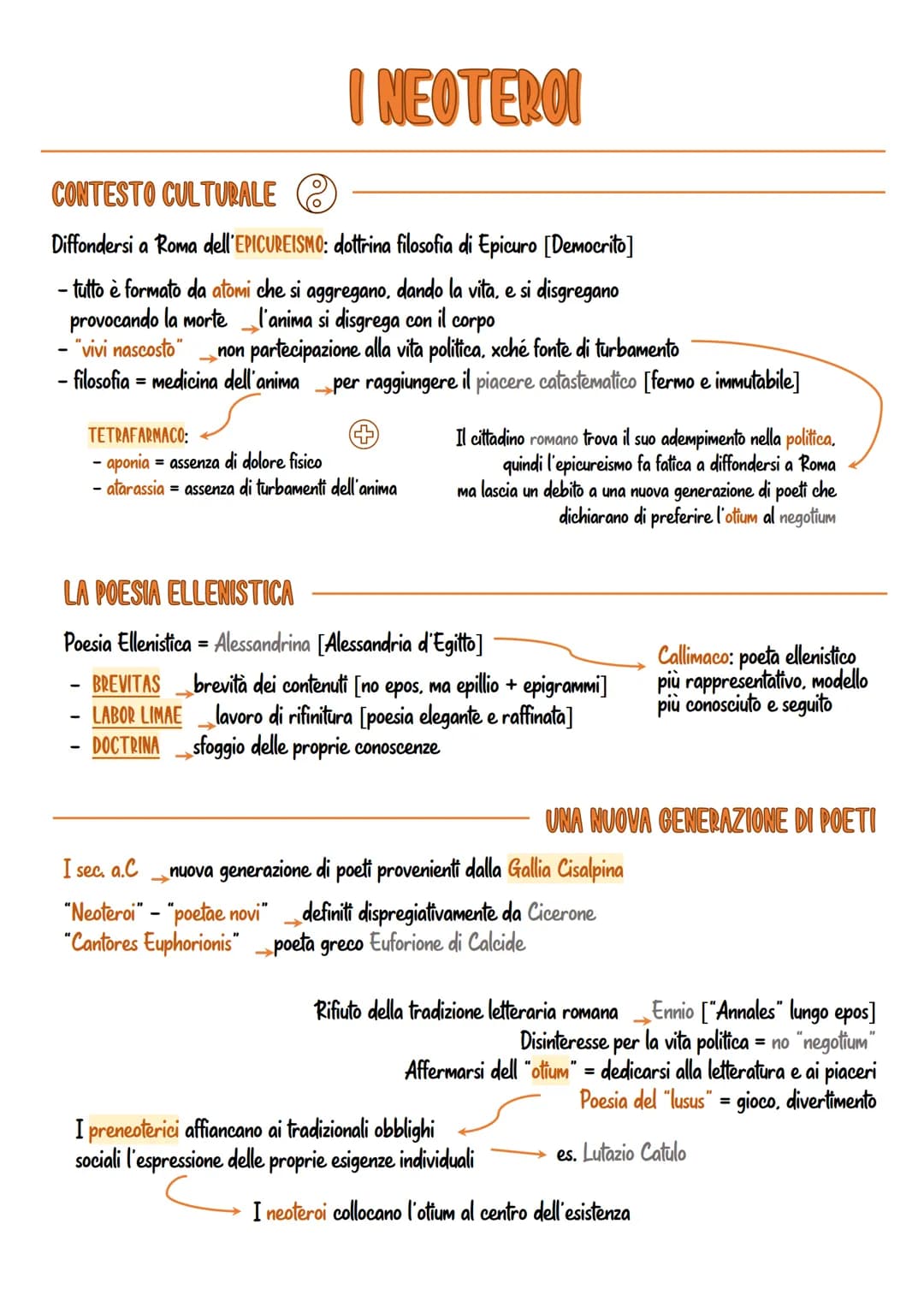 
<h2 id="contestoculturale">CONTESTO CULTURALE</h2>
<p>Il diffondersi a Roma dell'epicureismo: dottrina filosofica di Epicuro, che sosteneva