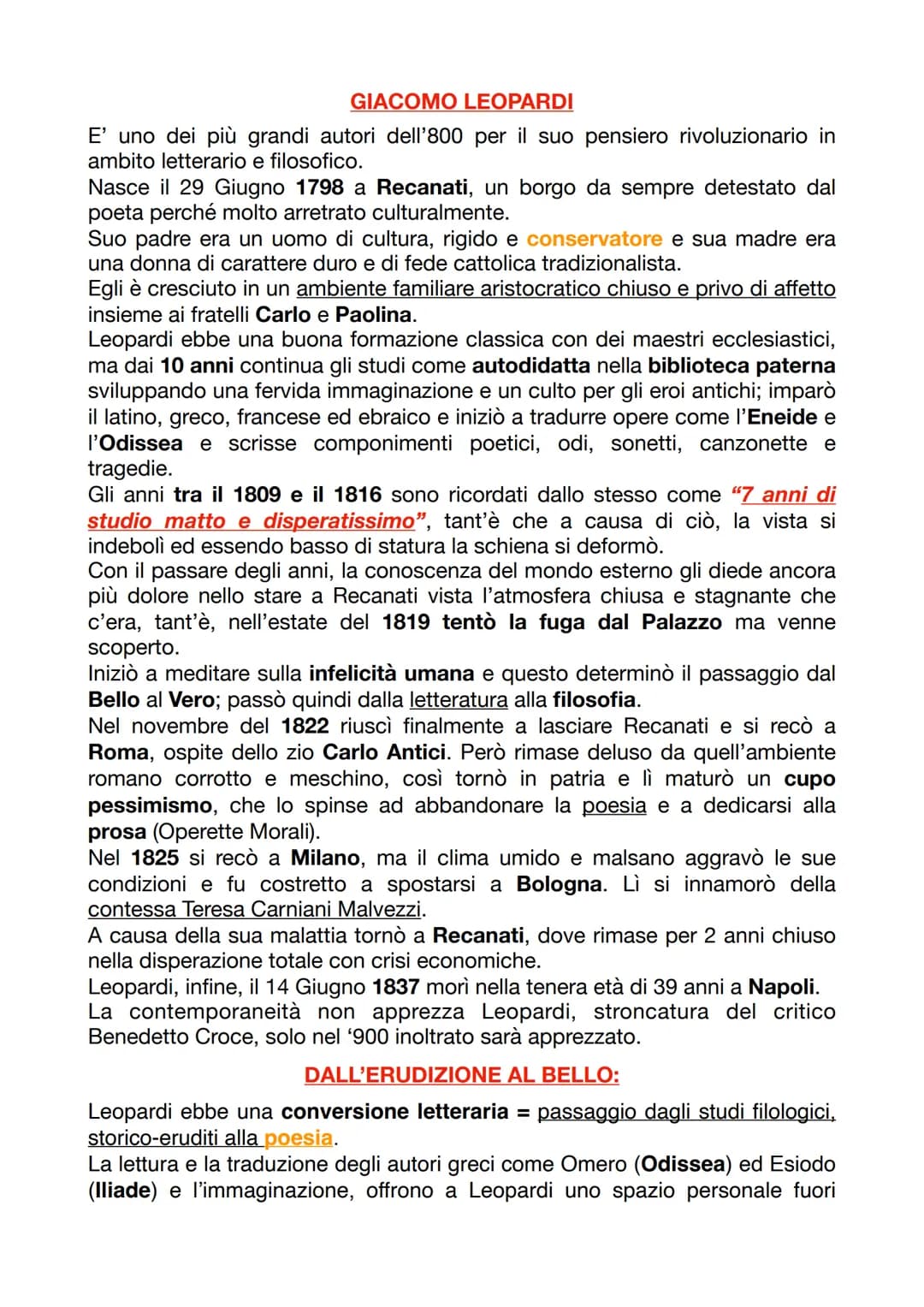 
<p>Giacomo Leopardi è considerato uno dei più grandi autori dell'800 grazie al suo pensiero rivoluzionario nell'ambito letterario e filosof