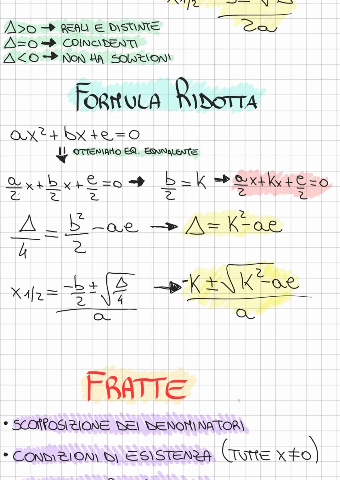 EQUAZIONI DI 20 GRADO
• PURA
ax² +e=o
KKO NON HA SOLUZIONI
• SPURIA
Oux² + bx=0
ASEMPRE POSITIVO
MONOMIA
2
oux²=0
• COMPLETA
aux²+bx+e=0
ES.