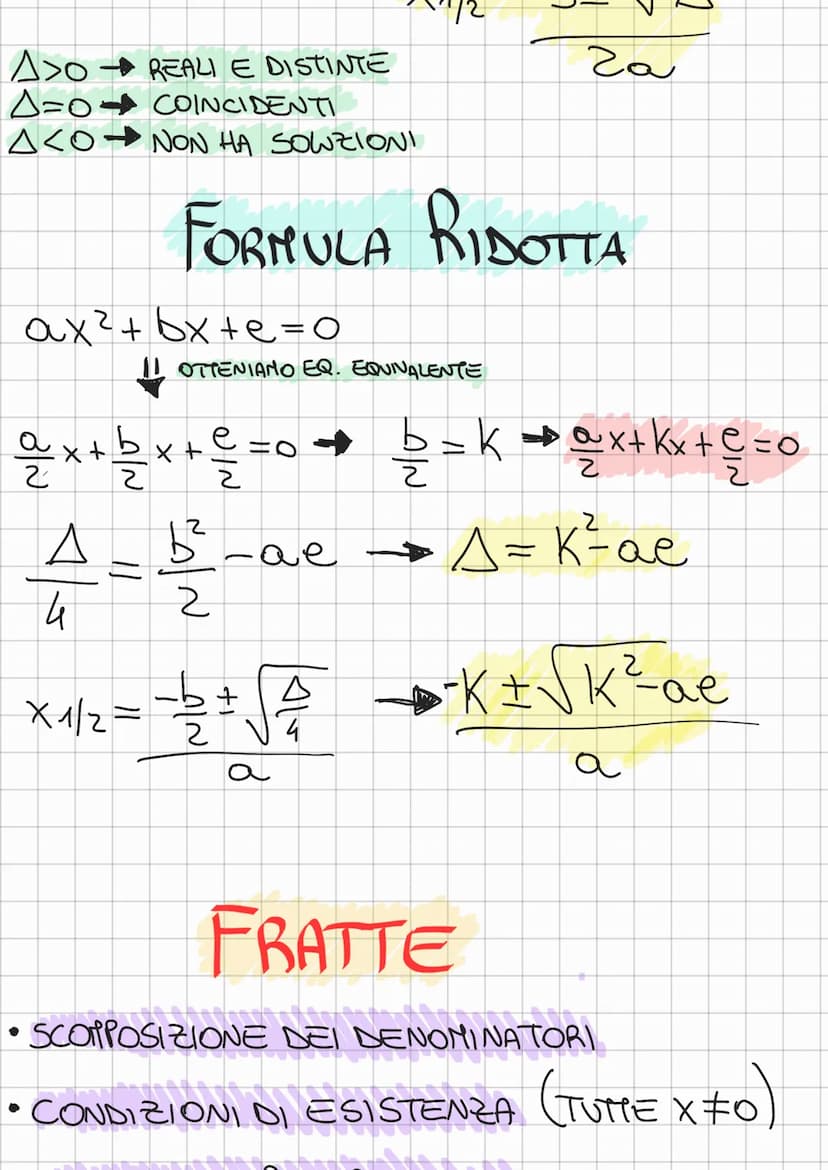 EQUAZIONI DI 20 GRADO
• PURA
ax² +e=o
KKO NON HA SOLUZIONI
• SPURIA
Oux² + bx=0
ASEMPRE POSITIVO
MONOMIA
2
oux²=0
• COMPLETA
aux²+bx+e=0
ES.