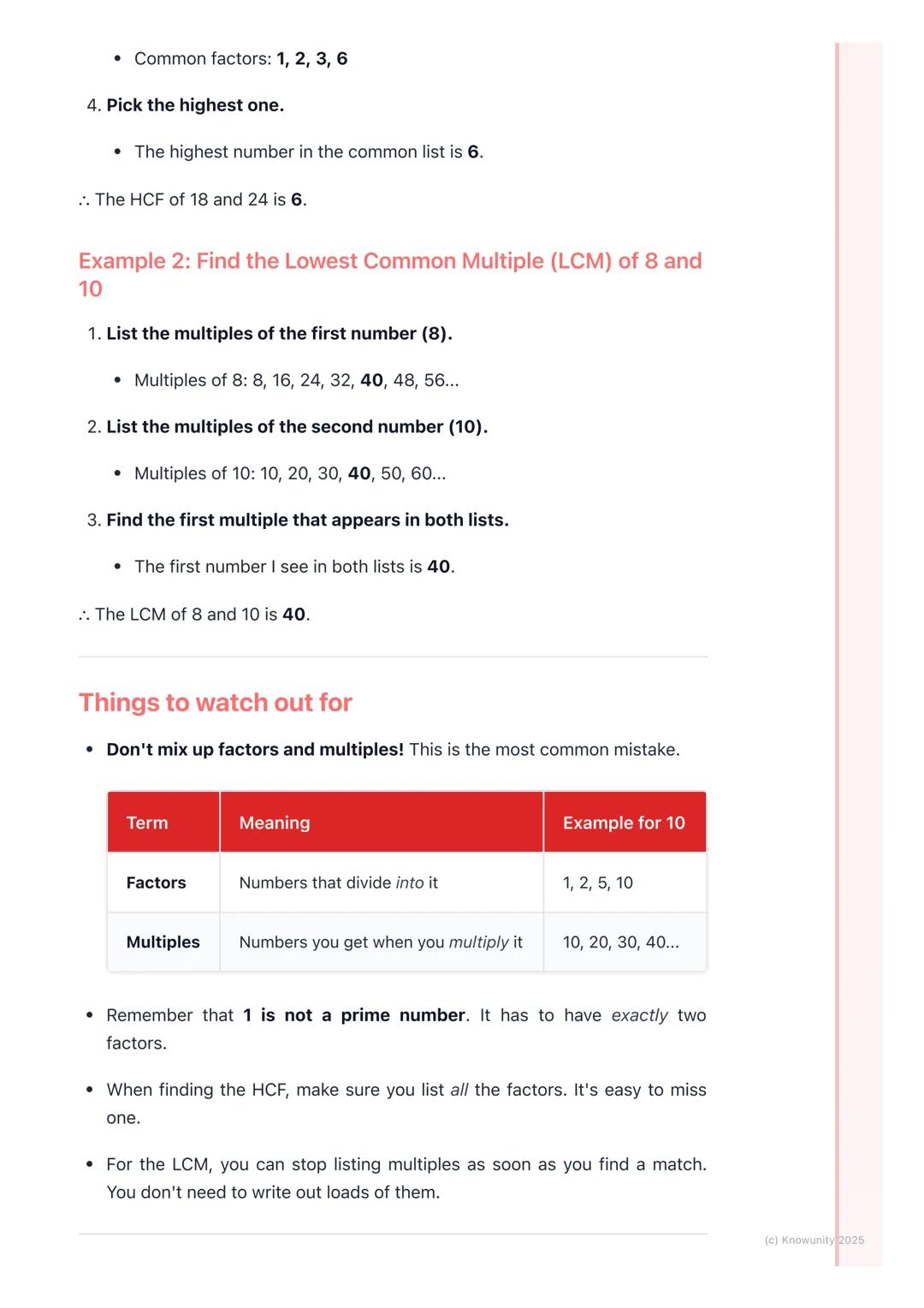 # Factors, Multiples, and Primes

What this topic is about

This is all about breaking numbers down and building them up. We're looking
at w
