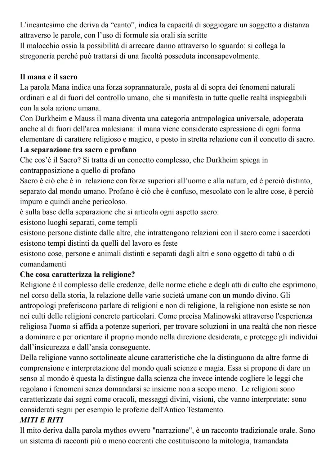 SOPRANNATURALE, MAGIA E RELIGIONE
La magia è legata al mondo arcaico, mentre la religione riguarda anche l'uomo contemporaneo
in qualunque p