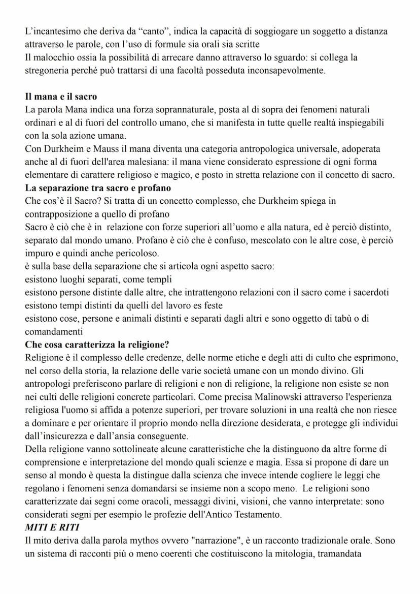 SOPRANNATURALE, MAGIA E RELIGIONE
La magia è legata al mondo arcaico, mentre la religione riguarda anche l'uomo contemporaneo
in qualunque p
