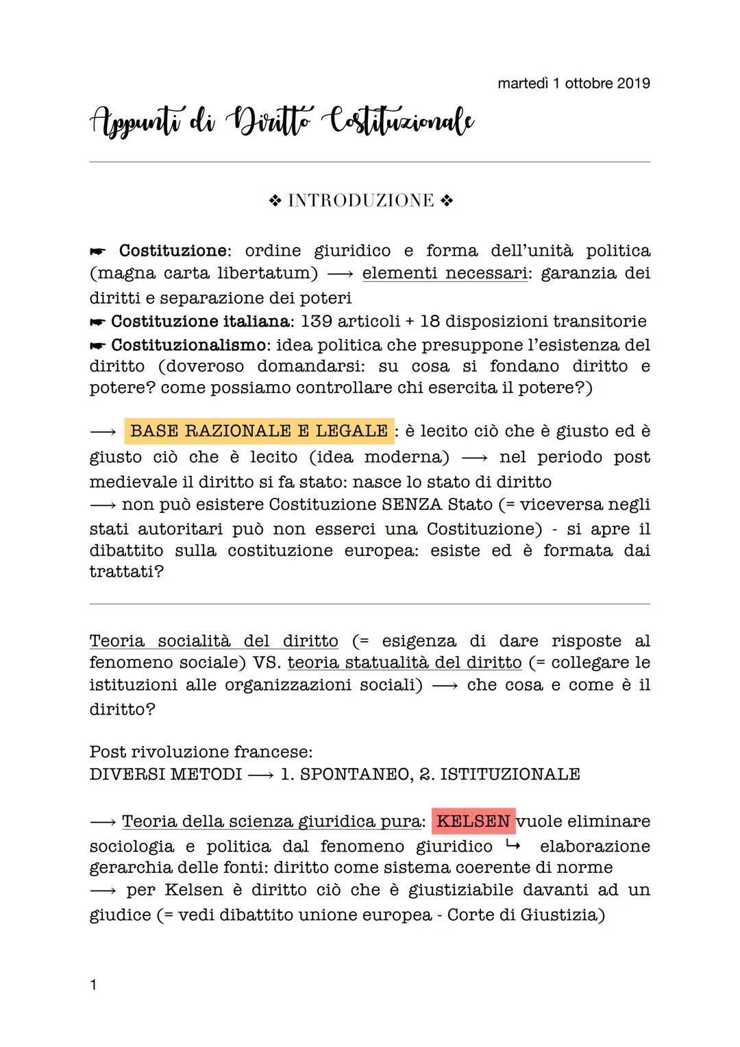 Appunti di Diritto Costituzionale
INTRODUZIONE
martedì 1 ottobre 2019
Costituzione: ordine giuridico e forma dell'unità politica
(magna cart