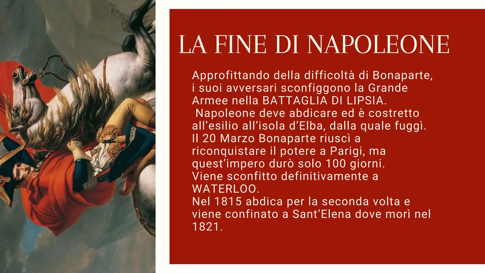 NAPOLEONE BONAPARTE
UNO DEI PIU GRANDI STRATEGHI DI TUTTI I TEMPI Con la conclusione della fase termidoriana ebbe
inizio una nuova stagione 