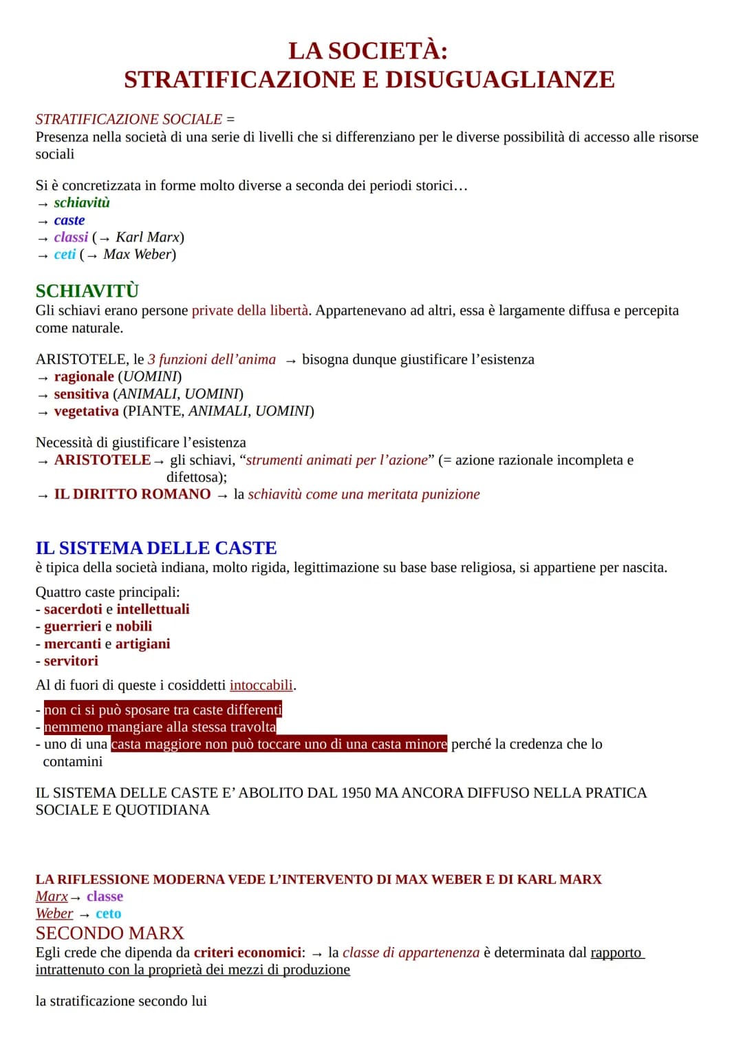 LA SOCIETÀ:
STRATIFICAZIONE E DISUGUAGLIANZE
STRATIFICAZIONE SOCIALE =
Presenza nella società di una serie di livelli che si differenziano p