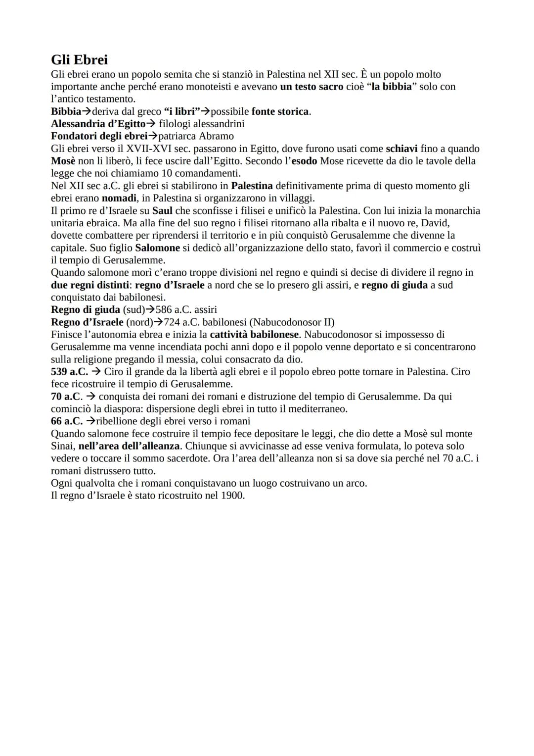 Gli Ebrei
Gli ebrei erano un popolo semita che si stanziò in Palestina nel XII sec. È un popolo molto
importante anche perché erano monoteis