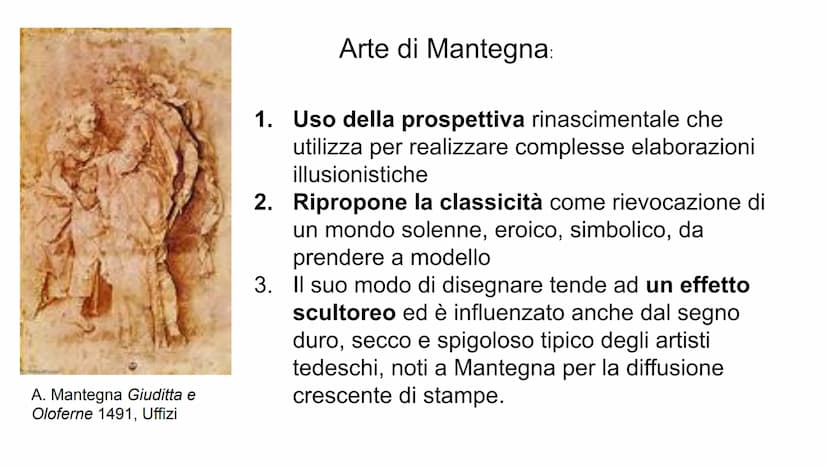 ●
●
●
Andrea Mantegna
1431-1506
Formazione presso la bottega di F. Squarcione (artista molto
discusso e appassionato arte antica), per sfrut